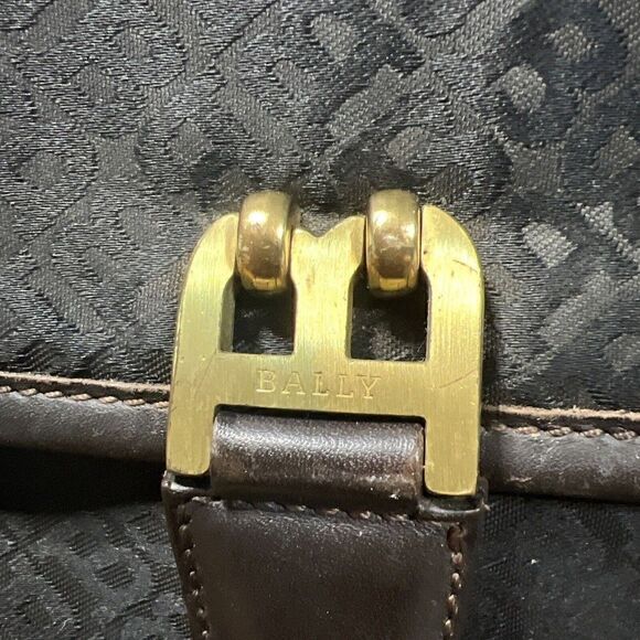 BALLY  Italy Monogram Canvas Leather Shoulder Crossbody Bag - Picture 3 of 14